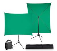 Sfondo Green Screen con supporto, kit di supporto per sfondo fotografico 5x6,5 piedi, piccolo schermo Green Screen pieghevole per studio fotografico, streaming live, riunioni, giochi (verde)