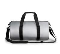 Sfondo grigio metallo lucido superficie in acciaio borsa da viaggio palestra per donne uomini borsa da viaggio cilindrica borsone sport allenamento borsa con tracolla