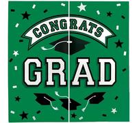 Sfondo in plastica verde di alta qualità "Congrats Grad" - 165,1 x 165,1 cm (1 set) - Set di decorazioni per feste di laurea, design unico e audace - perfetto per celebrare risultati accademici e