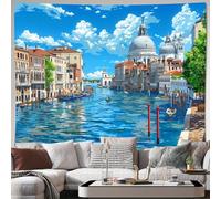 Sfondo in tessuto con immagine del Canal Grande di Venezia, arazzo da parete, arazzi in poliestere, per camera da letto, ufficio, dormitorio, decorazioni per feste