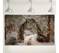 Sfondo invernale del paese delle meraviglie, decorazione per sentieri nella foresta innevata, sfondo fotografico rustico per Natale, Capodanno, eventi 180 x 109 cm