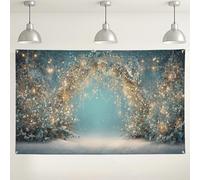 Sfondo invernale del paese delle meraviglie, sfondo fotografico magico con foresta innevata, decorazioni per feste di Natale, per eventi interni ed esterni, 180 x 109 cm