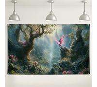 Sfondo magico della foresta delle fate, decorazione della scena naturale incantata, sfondo fotografico da sogno per eventi, ideale per feste fantasy e celebrazioni stagionali, 180 x 109 cm