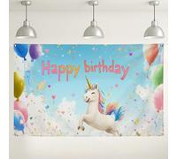 Sfondo magico di compleanno con cavallo, decorazioni colorate per feste per bambini, sfondo fotografico magico per interni ed esterni, per celebrazioni, tema festival arcobaleno, 180 x 109 cm