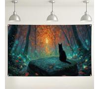 Sfondo mistico con gatto della foresta, scena naturale incantata per fotografia, decorazione autunnale per interni ed esterni, 180 x 109 cm