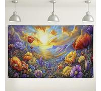 Sfondo murale floreale vibrante, decorazioni per feste colorate ispirate alla natura, sfondo luminoso per fotografia interno/esterno per celebrazioni ed eventi primaverili, 180