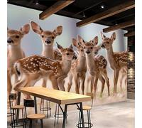 Sfondo Murale Xxl 300x210cm Cervo Carino carta da parati tessuto non tessuto Animali Selvatici Decorazione 3D su tela pittorica, senza interruzioni, per la parete principale della casa