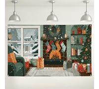 Sfondo natalizio accogliente per soggiorno, decorazione natalizia per feste, sfondo fotografico invernale per celebrazioni natalizie, 180 x 109 cm