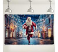 Sfondo natalizio con Babbo Natale, decorazioni per le vacanze, sfondo fotografico rosso e bianco per interni/esterni per feste, forniture per celebrazioni invernali, 180 x 109 cm