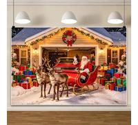 Sfondo natalizio con garage, cortile e scena innevata 1.5x1m