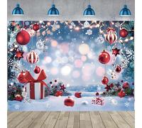 Sfondo natalizio con scritta "Merry Christmas" e fiocco di neve e paese delle meraviglie, sfondo fotografico per l'inverno, Natale, Capodanno, feste in famiglia, decorazioni (243,8 x 183,9 cm)