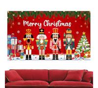 Sfondo natalizio con striscione - Rifornimenti per la decorazione della famiglia della vigilia di Natale di Capodanno | Schiaccianoci Natale Banner, 1,5 x 1,2 m, decorazione natalizia con sfondo rosso