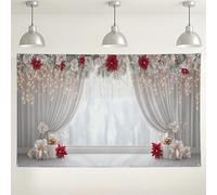 Sfondo natalizio invernale floreale da parete, eleganti decorazioni per feste, accogliente sfondo fotografico per interni ed esterni, per eventi festivi, 180 x 109 cm