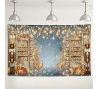 Sfondo natalizio Schiaccianoci, decorazioni natalizie per feste, sfondo fotografico invernale per eventi natalizi, 180 x 109 cm