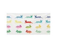 Sfondo natalizio stampato con coniglio arcobaleno con occhielli angolari, vivace cartello da appendere per feste notturne