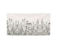 Sfondo natalizio stampato con erbe floreali e botaniche con occhielli agli angoli, vivace cartello da appendere per feste notturne