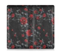 Sfondo nero con rose rosse che cadono lentamente in pelle premium Toursuit auto registratore e porta carta di assicurazione accessori camion per qualsiasi auto, camion, moto, rimorchio o barca, Sfondo