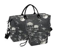 Sfondo nero con una luna al centro con una farfalla nera e teschio su di esso borsa da viaggio grande borsa da palestra grande borsa da palestra con tracolla regolabile per palestra grande capacità