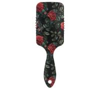 Sfondo nero Rose Rosse Foglie verdi delicato spazzola per capelli sani Progettato cuoio capelluto massaggiatore spazzola per capelli ricci con manico ergonomico cepillo para pelo rizado