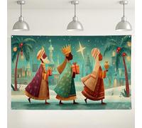 Sfondo notturno dei tre re, decorazioni natalizie colorate per feste natalizie, celebrazioni invernali, forniture per fotografia 180 x 109 cm