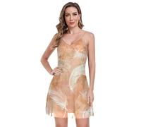 Sfondo oro rosa con piume bianche galleggianti su di esso Abiti estivi taglie forti per le donne aderente senza maniche abiti regolabili con spalline a V scollo a V Abito da cocktail Vestido Basico