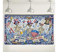 Sfondo patriottico da parete a scheletro, divertenti decorazioni retrò per celebrazioni americane, sfondo festivo blu rosso bianco per fotografia, feste, eventi, forniture 180 x 109 cm