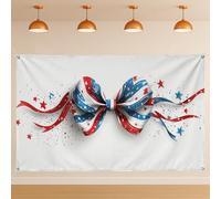 Sfondo patriottico da parete con fiocco, decorazioni per feste astratte vintage a stelle e strisce, bandiera degli Stati Uniti, sfondo per interni ed esterni, per celebrazioni estive del giorno