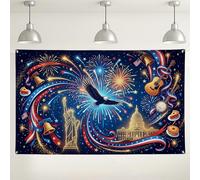 Sfondo patriottico da parete con fuochi d'artificio, decorazione per feste a stelle e strisce, rosso, blu, oro, per interni ed esterni, per eventi del giorno dell'indipendenza, 180 x 109 cm