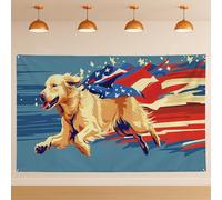 Sfondo patriottico per esterni con cane, libertà energico stile americano, sfondo fotografico, festa dell'indipendenza, celebrazione per gli amanti degli animali domestici, 180 x 109 cm