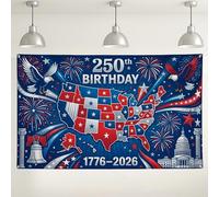 Sfondo per celebrazione del 250° compleanno, design patriottico con stelle e strisce, decorazioni per feste per eventi del giorno dell'indipendenza, 180 x 109 cm