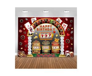 Sfondo per compleanno a tema casinò, 7x5 piedi, nero e rosso, Las Vegas.