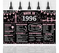 Sfondo per compleanno Back in 1996, decorazioni per il 30° compleanno per uomini e donne, grande striscione retrò del 1996, accessori per cabina fotografica per 30° anniversario (nero e rosa, 1996)