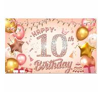 Sfondo per Decorazioni per il Decimo Compleanno, Sfondo per Striscioni Extra Lungo con Palloncini, Utilizzato per la Parete di Fondo, Decorazioni per Feste di Compleanno, 180x110 cm