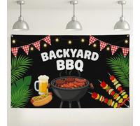 Sfondo per feste con barbecue sul retro, decorazioni a tema griglia, sfondo nero e verde estivo per eventi e celebrazioni, 180 x 109 cm