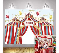 Sfondo per feste di carnevale con circo, tenda rossa, palloncini colorati, baby shower, compleanno per bambini, sfondo fotografico (1,5 x 0,9 m)