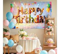 Sfondo per feste di compleanno, 90 x 60 cm, svolazza nel vento, riutilizzabile, glitterato, striscione fotografico per cabina fotografica, decorazione di buon compleanno