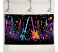 Sfondo per feste musicali, decorazioni colorate per il palco della chitarra, sfondo fotografico divertente per concerti, festival e feste di compleanno, 180 x 109 cm