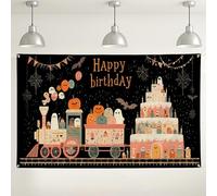 Sfondo per Halloween, compleanno, treno, fantasma, zucca, decorazioni per feste, spettrale per interni ed esterni, sfondo fotografico per celebrazioni, 180 x 109 cm
