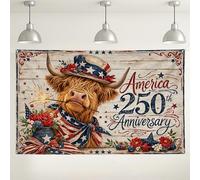 Sfondo per il 250° anniversario dell'America, design rustico con mucca, decorazioni per celebrazioni rosse, blu e bianche, sfondo patriottico per interni ed esterni, per feste ed eventi, 180 x 109 cm