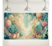 Sfondo per la raccolta del giardino, decorazioni artistiche botaniche ad acquerello, sfondo fotografico primaverile estivo per feste, forniture per eventi a tema prodotti, 180 x 109 cm
