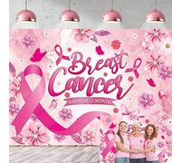 Sfondo per la sensibilizzazione sul cancro al seno, 2,7 x 1,5 m, nastro rosa per la sensibilizzazione sul cancro al seno, sfondo per la fede e speranza, striscione decorativo per donne (213,4 x 152,4