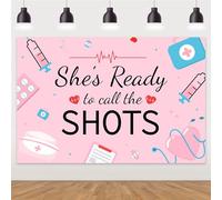 Sfondo per laurea infermiera 2024, rosa con scritta in inglese "She 's Ready to Call The Shots el 2024 per la festa degli infermieri, forniture per feste per cabina fotografica, decorazioni
