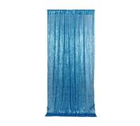 Sfondo per matrimonio con paillettes, tenda per cerimonia nuziale, tessuto glitterato luccicante, sfondo oro scuro (blu lago, 2 pezzi, 120 x 300 cm)
