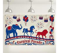 Sfondo per parata di carnevale, decorazioni colorate a tema circo, sfondo rosso blu per feste con animali per eventi fotografici, forniture per celebrazioni festive, 180 x 109 cm