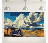 Sfondo per viaggi su strada in moto, decorazione artistica paesaggistica vintage, scenico sfondo fotografico all'aperto per eventi di viaggio, decorazioni per feste estive e avventure, 180 x 109 cm