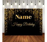 Sfondo personalizzato con design di compleanno con pois glitter oro e corona d'oro, per decorazione di torta, tavolo, fotografia di ritratti, in vinile 180*120cm,7*5FT(210*150 cm),5*3FT (150*100 cm),8