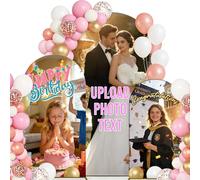 Sfondo personalizzato per arco fotografico, con supporto, elastico, stampato, per matrimoni, compleanni, eventi di laurea, feste da 10 a 20 m
