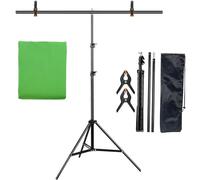 Sfondo pieghevole per fotografia, Kit supporto for fondale a forma di T con schermo verde for fotografie diverse dimensioni(1.5x2M Kit)