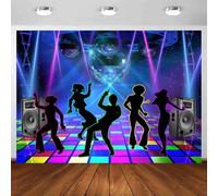 Sfondo retrò per feste di danza, neon anni '70, 80 e '90, sfondo a tema 3 x 2,4 m, glitter discoteca palcoscenico, fototografia, striscione per compleanno, ballo di fine anno, ritratti, servizi