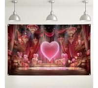 Sfondo romantico a forma di cuore, elegante decorazione per teatro rosso e pesca per cabina fotografica di San Valentino, sfondo per feste d'amore per eventi interni ed esterni, 180 x 109 cm